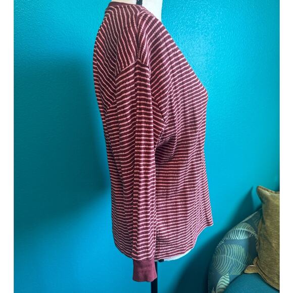 Anthropologie Hannah Pink & Red Stripe V Neck Blouse Women's Small - Picture 4 of 8